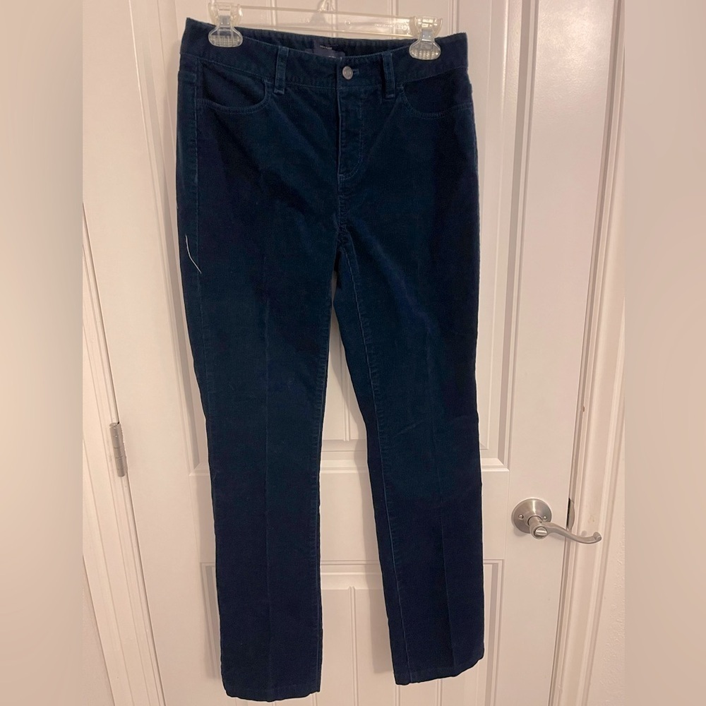 Talbots‎ Women's Heritage 4 Pants TINY Corduroy Straight Leg Stretch Navy Blue